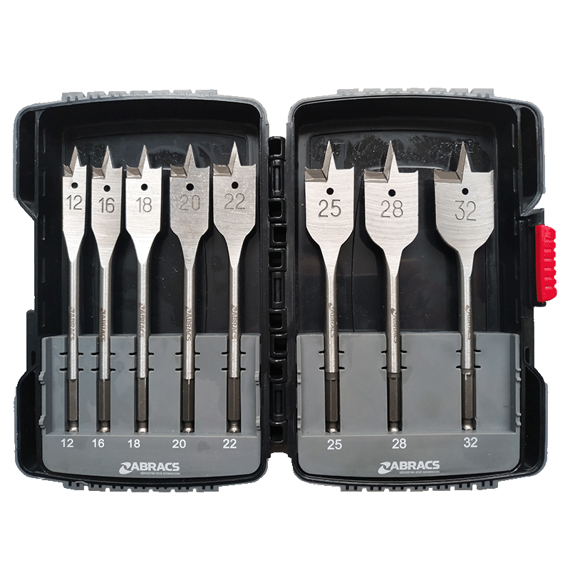 8pc Flat Wood Drill Bit Set Expert